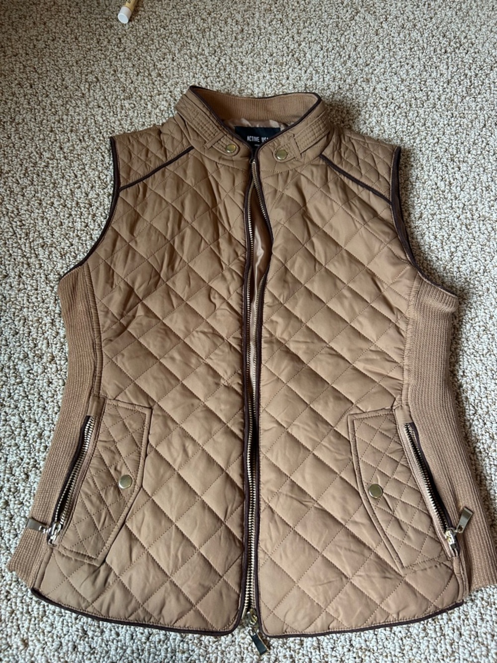 Active USA Quilted Tan Brown Vest